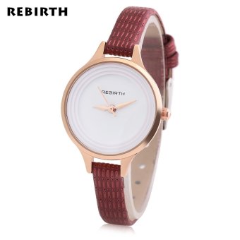 MiniCar REBIRTH RE012 Women Quartz Watch Beer Lid Shape Mirror Leather Strap Stereo Ring Dial Wristwatch Red(Color:Red) - intl  