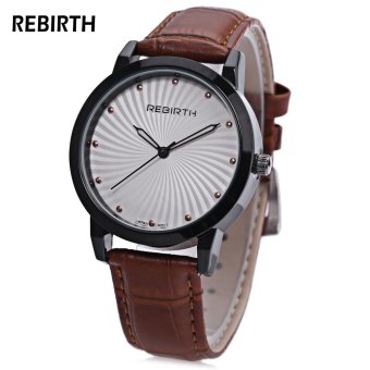 MiniCar REBIRTH RE029A Women Quartz Watch Radial Pattern Golden Spot Dial Luminous Pointer Wristwatch White and brown(Color:White and brown) - intl  