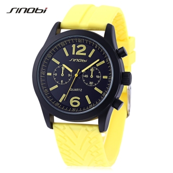 MiniCar Sinobi 9269 Women Quartz Watch Two Decorative Sub-dials Silicone Strap Wristwatch Yellow(Color:Yellow) - intl  