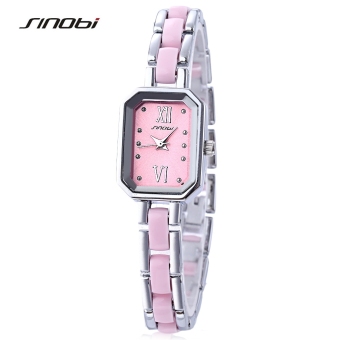 MiniCar Sinobi 9488 Women Quartz Watch Rectangle Dial Spot Scale Super Slender Band 3ATM Wristwatch Pink(Color:Pink) - intl  