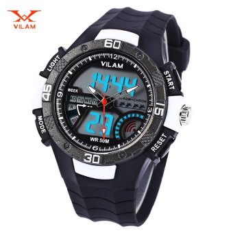MiniCar VILAM 09009 - 02 Dual Movt Digital Quartz Sports WatchCalendar Alarm Chronograph Display Wristwatch White(Color:White) - intl  