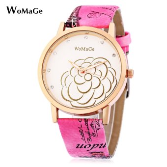 MiniCar WOMAGE 1128 Female Quartz Watch Flower Pattern Artificial Diamond Luminous Dial Wristwatch Pink(Color:Pink) - intl  