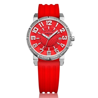 moob AILUO Sapphire Luxury Brand Women Rhinestone Watches Silicone Strap 5ATM Waterproof Calendar Fashion Sports Wristwatch (red)  