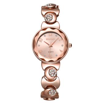 moob WEIQIN Fashion Watches Women Rhinestone Rose Gold Quartz watch Top Brand Dress Ladies Watch Rhombic Glass Mirror Bracelet (rose gold rose gold)  