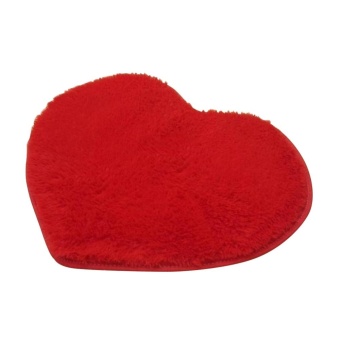 Gambar Moonar 40x30cm Lovely Heart Shape Absorbent Carpet Anti Slip Bath Mat Floor Rug (Red)   intl