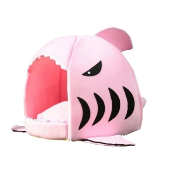 Gambar Moonar Pet Dog Cat Warm Soft Kennels Shark Shape Portable Cozy Bed Removable House ( Pink Size  M )   intl