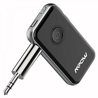 Gambar Mpow Bluetooth 4.1 Transmitter Receiver,with 3.5mm Audio Cable RCA Cables Connected to TV   Paired with 2 Bluetooth Headphones At Once in TX Mode,Enjoy Stereo Music   Hands free Calling in RX Mode