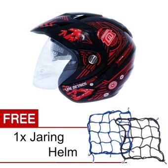Gambar MSR Helmet Impressive   Line Matrics   Black Red + Promo GratisJaring Helm