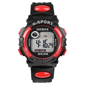 Multifunction Man Digital LEDAlarm Date Sport Waterproof Watch Red - intl  