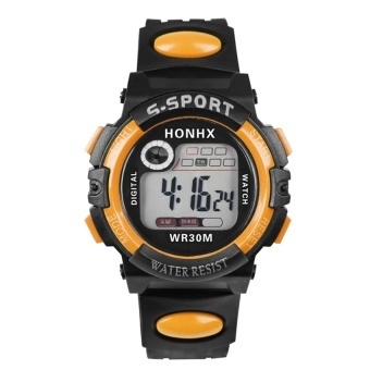 Multifunction Man Digital LEDAlarm Date Sport Waterproof Watch Orange - intl  