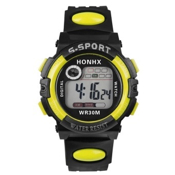 Multifunction Man Digital LEDAlarm Date Sport Waterproof Watch Yellow - intl  