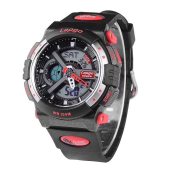 Multifunctional Fashion Digital Sports Wristwatch 100m waterresistant sport watch(Black + Red) (Intl) - intl  