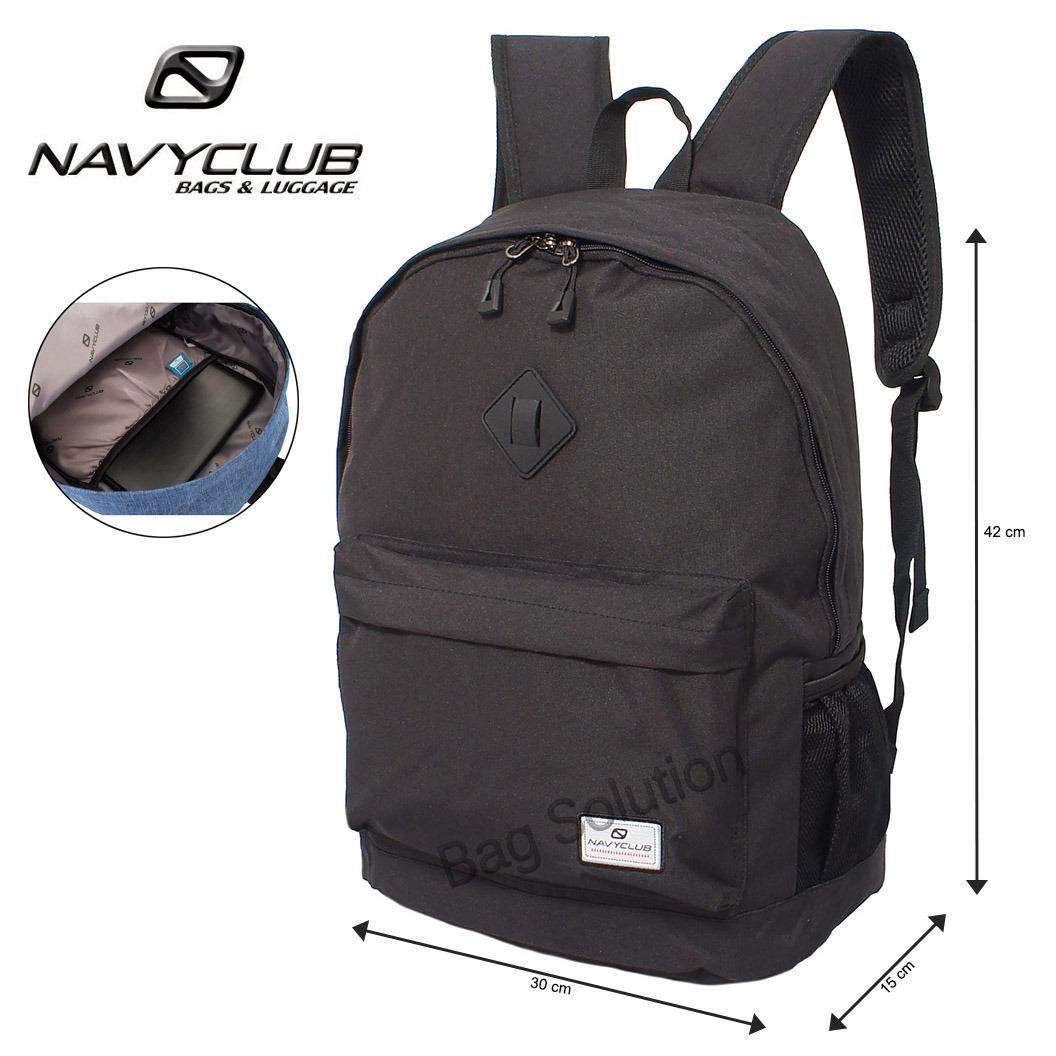 Navy Club Tas Ransel Laptop Kasual - Tas Pria Tas Wanita Tas Laptop Trendy EIBB Backpack Up to 14 inch Daypaack - Hitam