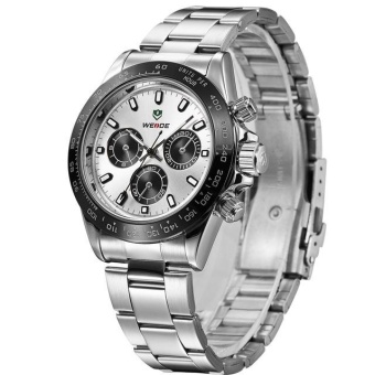 NBJU_Weide WH3309 Men's Business Quartz Watch Stainless Waterproof Wristwatch White - intl  