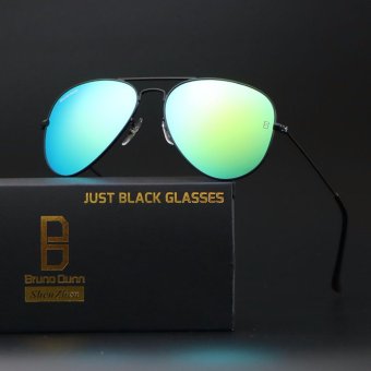 Gambar never classic aviator bruno dunn 3025 glass lense sunglasses womenmen sun glasses (black frame green mirror lense)   intl