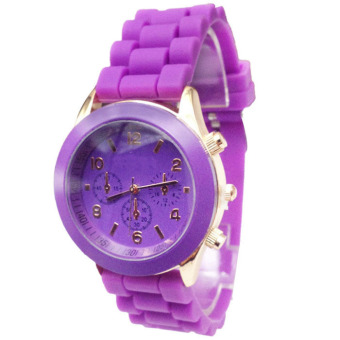 New Cheap Geneva Silicone Band Quartz Jelly Wrist Watches For Women/Ladies/Girls Purple  