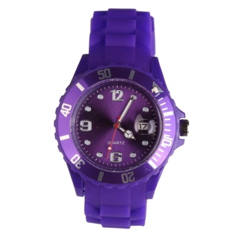 New Style Lady neutral sports simple style silicone watch purple - intl  