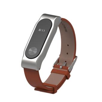 niceEshop Gen PU Leather Replacement Band Stainless Steel Watch Strap Wristband For Xiaomi Miband 2 - intl  