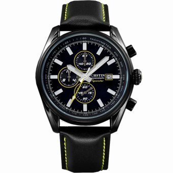 Niudun OCHSTIN Korean fashion casual student waterproof male tableluminous mens leather multifunction sports watch (yellow) - intl  