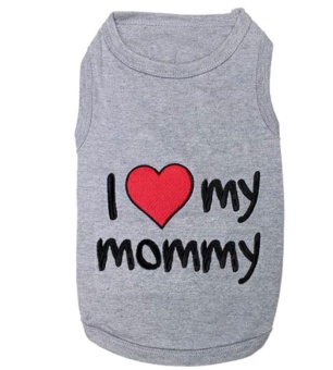 Gambar nonvoful Cute I Love Mommy Printed Pet Dog Polyester T Shirt (Grey,S)   intl
