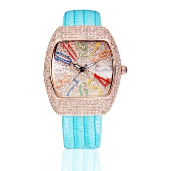 oanda sousou Swiss female models fashion brand quartz alloy popular new high-end diamond watches manufacturers, accusing (blue)  