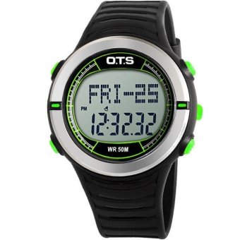 OTS Men's Smart Watch Pulse Heart Rate Calories Pulsometer Pedometer Sports Watches Waterproof Digital Watch - Black Green - intl  