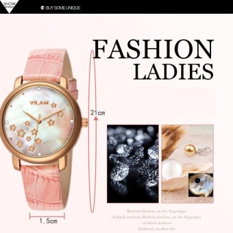 oxoqo Hongkong Wei Lin brand leather waterproof shell diamond watches female fashion ladies watch students (Pink)  