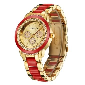 oxoqo Kingsky brand watch factory direct sale of high-end women watch high-end brick table fashion table (Red)  