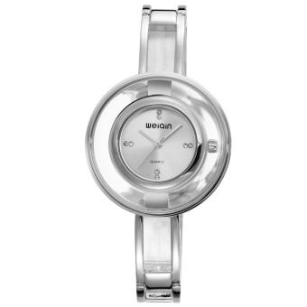 oxoqo WEIQIN Brand Luxury Business Ladies Bracelet Watch Women Full Stainless Steel Gold Life Waterproof Wristwatch relogio (Silver)  