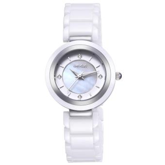 oxoqo WEIQIN Ladies Watches Top Brand Luxury White Pink Ceramic Watch Fashion Women Dresses Watches Ladies Quartz Clock Wristwatch (White)  
