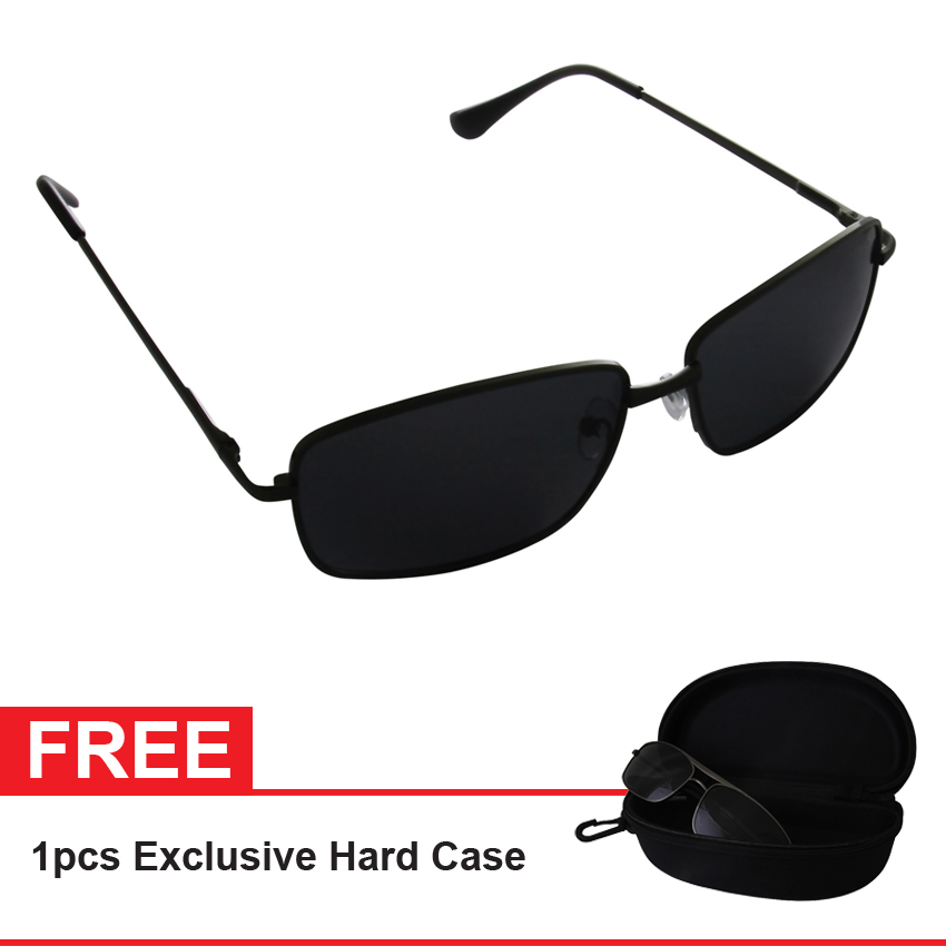 Polarized Sunglasses UV 400 HD Night 007 Free Exclusive Hard Case - Kacamata Pria & Wanita - Hitam