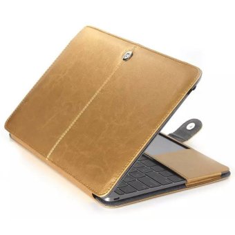 Gambar Premium Quality PU Leather Book Cover Clip On Case for Apple 13inch MacBook Air(Gold)