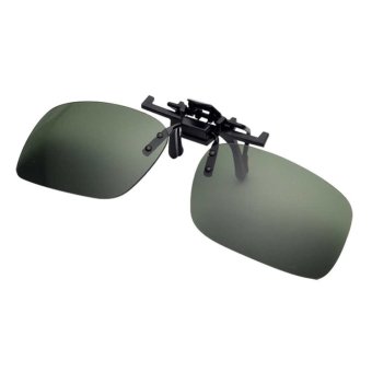 Pria hari Night Vision Clip-on Flip-up Lens Sunglass praktis mengemudi kacamata hijau