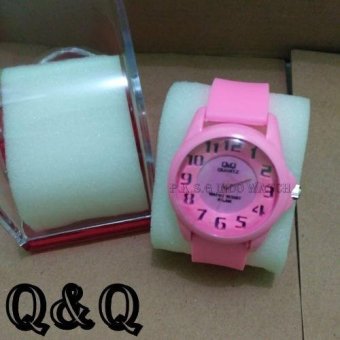 Q&Q Watch - Jam Tangan Wanita dan Pria - Rubber Strap - QQP.K.S.G 874604 Pink Muda  