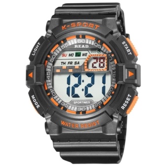 R90011 Luminous and Alarm and Stopwatch and Hour Ring and Date and Week Display Function Digital Movement Men Sport Watch With Resin Band(Orange) - intl  