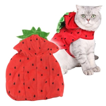 Gambar Red Strawberry Plush Pet Clothing with Hoodie Pet Coat forChristmas Halloween   intl