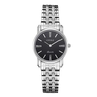ruixiang Counter Genuine Diamond Ladies Watch thin strip West Teng simple quartz watch business watch waterproof S5061 (Black)  