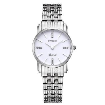 ruixiang Counter Genuine Diamond Ladies Watch thin strip West Teng simple quartz watch business watch waterproof S5061 (White)  