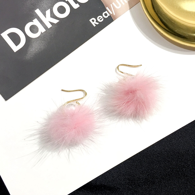 Rumbai Bola Bulu Bola Anting Anting-anting