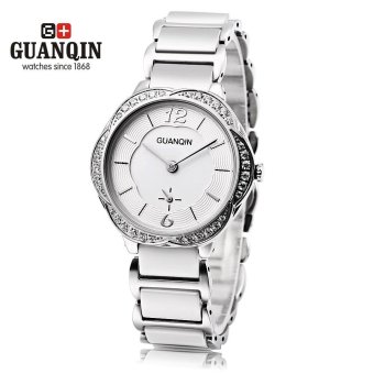 S&L GUANQIN GS19006 Women Quartz Watch Petal Artificial Diamond Dial Chronograph Female Wristwatch (White) - intl  