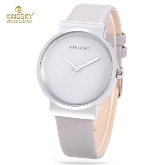 S&L KINGSKY 371M Female Quartz Watch Leather Band Daily Water Resistance Concise Style Wristwatch (Grey) - intl  