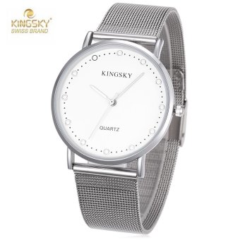 S&L KINGSKY 8062M Women Quartz Watch Water Resistance Concise Style Stainless Steel Net Band Wristwatch (White) - intl  