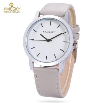 S&L KINGSKY 8209 Female Quartz Watch Leather Band Daily Water Resistance Concise Style Wristwatch (Blue Gray) - intl  