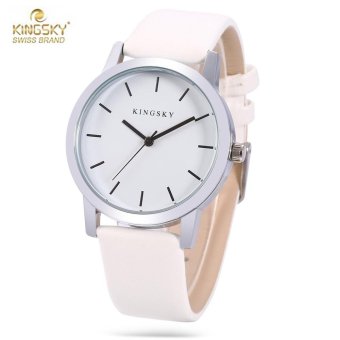S&L KINGSKY 8209 Female Quartz Watch Leather Band Daily Water Resistance Concise Style Wristwatch (White) - intl  