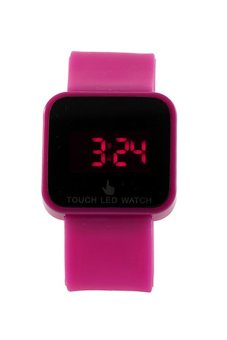 Sanwood® Unisex LED Digital Touch Screen Sport Silicone Wrist Watch Peachpuff  