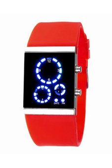 Sanwood® Unisex Silicone Strap LED Digital Sports Wrist Watch Red  