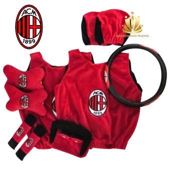 Gambar Sarung Jok Mobil Universal 6 in 1   Bantal Mobil   Car Set Mobil ACMilan 6in1