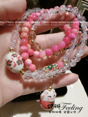 Segar Keramik Lucky Cat Lucky Cat Transporter Kristal Batu Alam Gelang Batu Permata Gelang