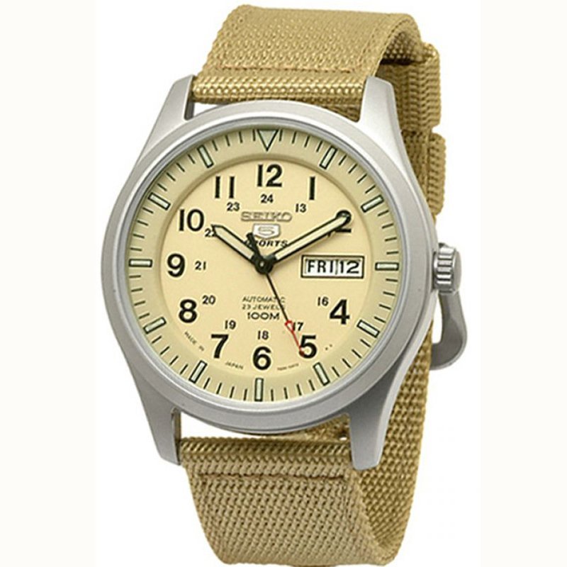 Seiko 5 Automatic - Jam Tangan Pria - Krem - Tali Nylon - 70GZNS2