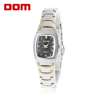 SH DOM W - 327 Female Quartz Watch Tungsten Steel 20ATM Artificial Diamond Dial Wristwatch Gold - intl  